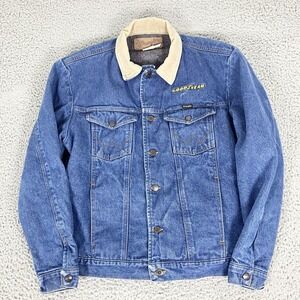 Vintage Wrangler Denim Jacket Mens Large Blue Blanket Lined Goodyear Workwear